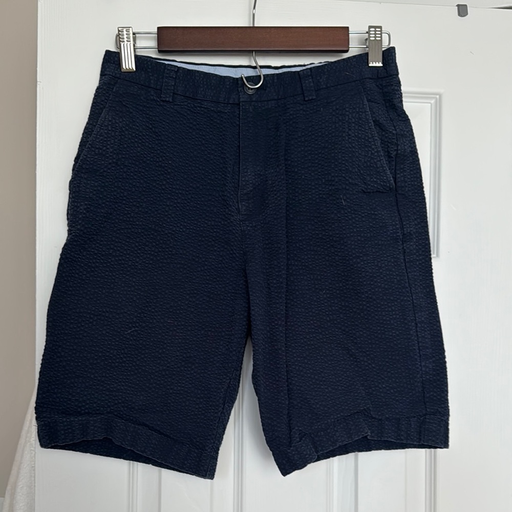 Navy Blue Flat Front Chino Shorts
